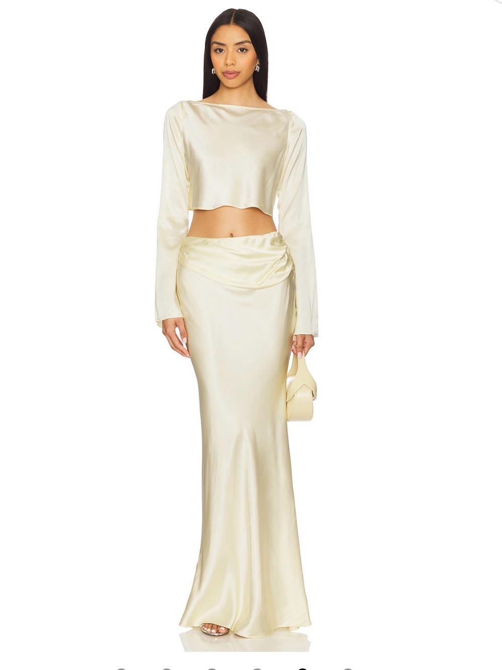 Camila Coelho Enza Satin Set In Pale Yellow